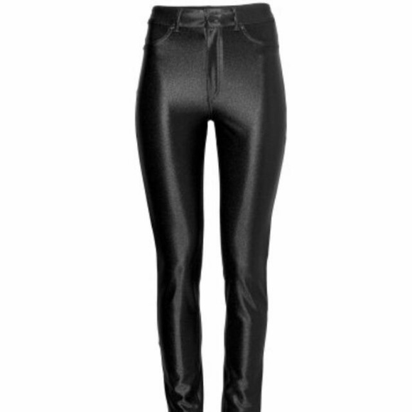 shiny black skinny pants